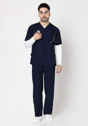 Classic Men's V-Neck (Navy Blue) Scrub