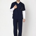 Classic Men's V-Neck (Navy Blue) Scrub