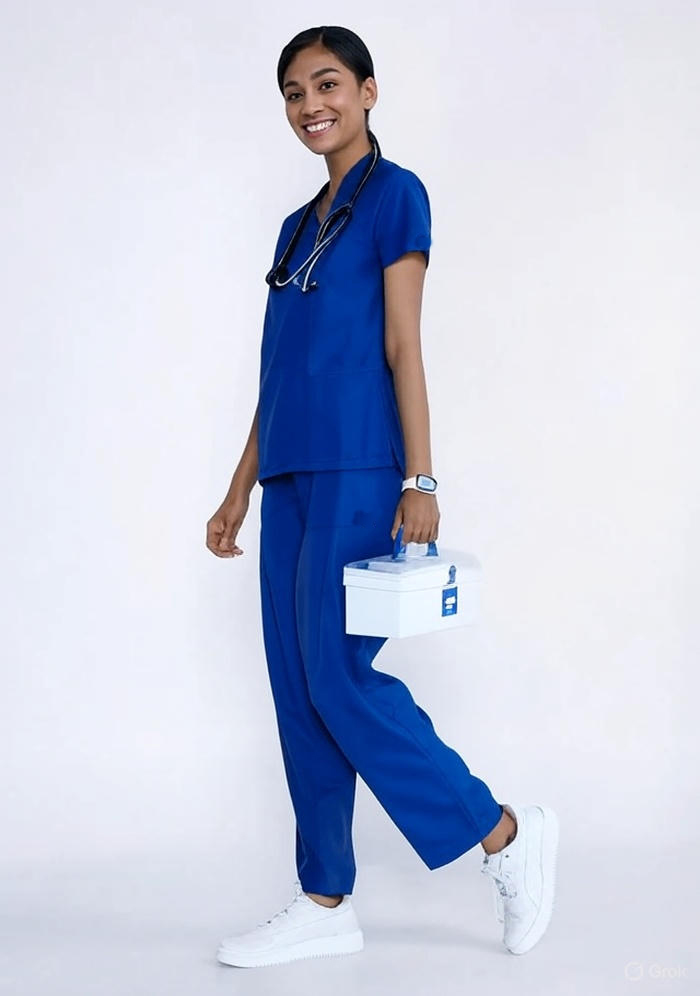 royal-blue-W1.jpg Classic Women's V-Neck (Royal Blue) Scrub - Image 1